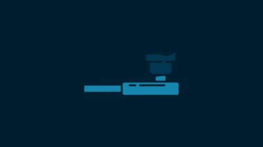White Smoking pipe with smoke icon isolated on blue background. Tobacco pipe. 4K Video motion graphic animation.