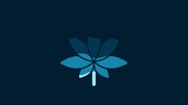 White Medical marijuana or cannabis leaf icon isolated on blue background. Hemp symbol. 4K Video motion graphic animation.