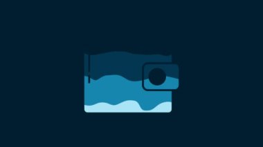 White Wallet icon isolated on blue background. Purse icon. Cash savings symbol. 4K Video motion graphic animation.