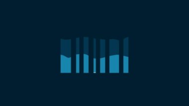 White Barcode icon isolated on blue background. 4K Video motion graphic animation.