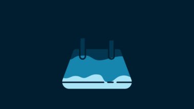 White Handbag icon isolated on blue background. Female handbag sign. Glamour casual baggage symbol. 4K Video motion graphic animation.