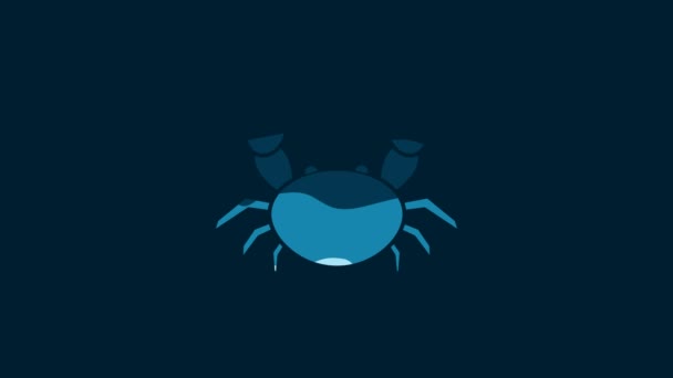 White Crab Icon Isolated Blue Background Video Motion Graphic Animation — Vídeo de Stock