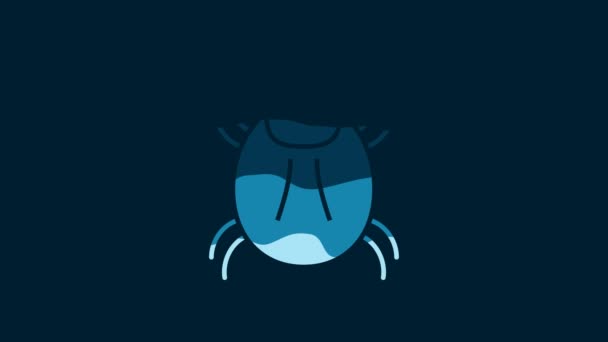 White Parasite Mite Icon Isolated Blue Background Video Motion Graphic — Stock Video