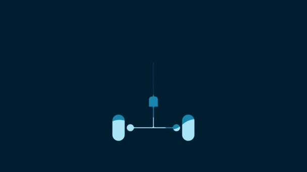 White Chassis Car Icon Isolated Blue Background Video Motion Graphic — Stock videók