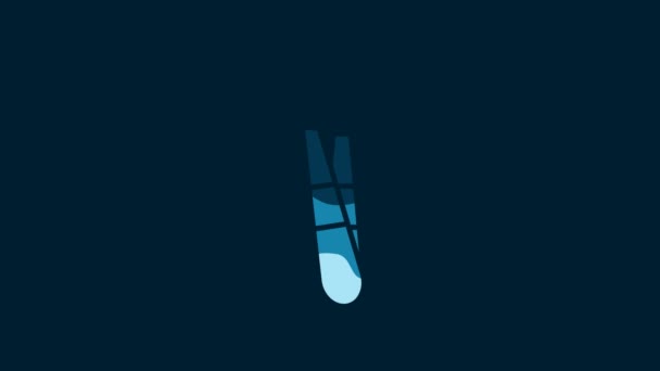 青い背景に隔離されたホワイトアイブロウピンセットアイコン イングローの髪のための化粧品ピンセット 4Kビデオモーショングラフィックアニメーション — ストック動画