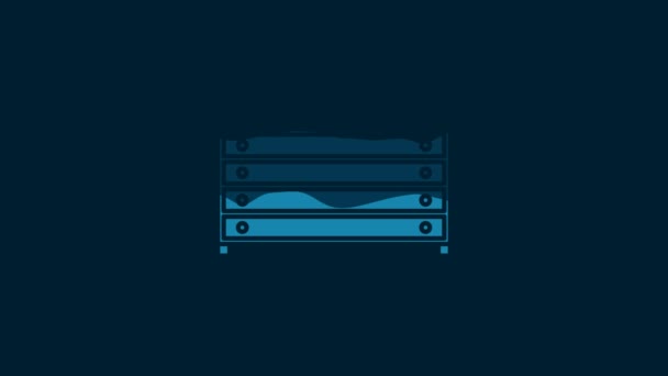 White Chest Drawers Icon Isolated Blue Background Video Motion Graphic — 비디오