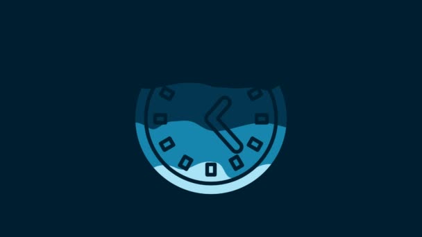 White Clock Icon Isolated Blue Background Time Symbol Video Motion — Wideo stockowe
