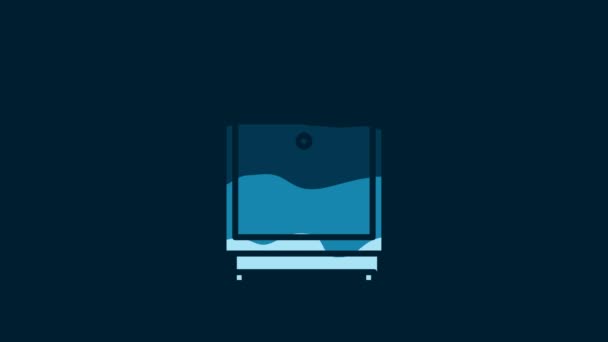 White Furniture Nightstand Icon Isolated Blue Background Video Motion Graphic — Vídeo de Stock