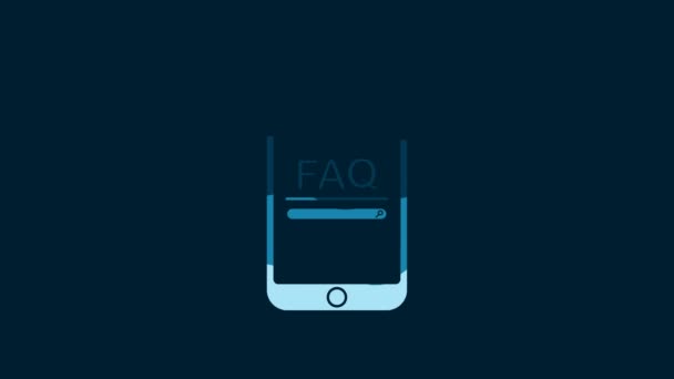 White Mobile Phone Text Faq Information Icon Isolated Blue Background — Vídeos de Stock