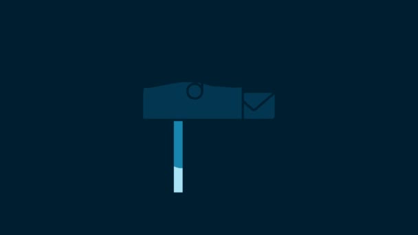 White Open Mail Box Icon Isolated Blue Background Mailbox Icon — Wideo stockowe