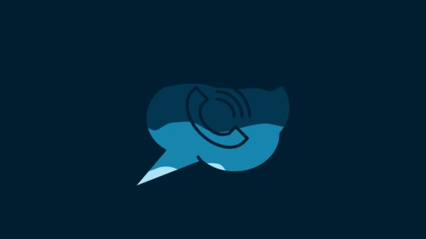White Speech Bubble Phone Call Icon Isolated Blue Background Video — Wideo stockowe