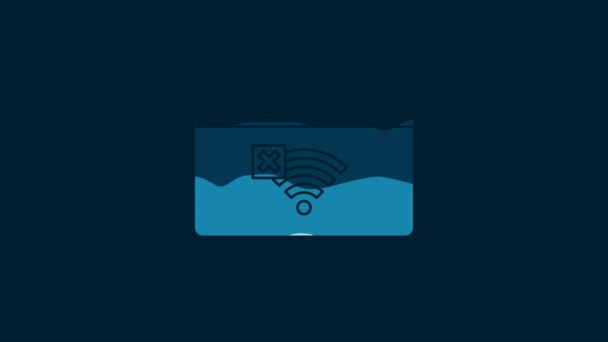 White Internet Connection Icon Isolated Blue Background Wireless Wifi Sign — Stockvideo