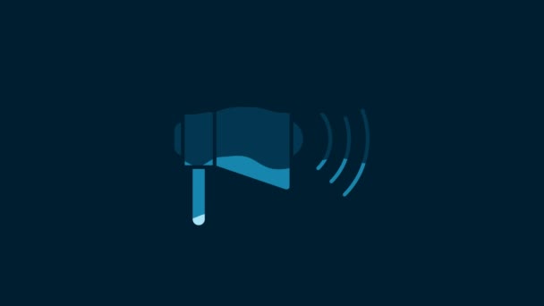White Megaphone Icon Isolated Blue Background Loud Speach Alert Concept — Stockvideo