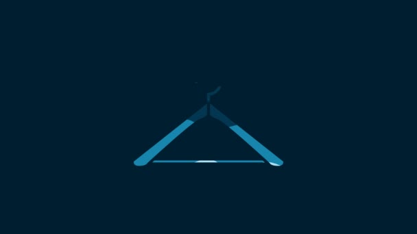 White Hanger Wardrobe Icon Isolated Blue Background Cloakroom Icon Clothes — Wideo stockowe