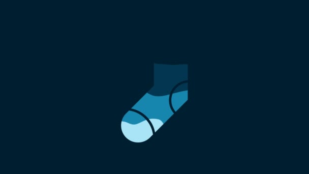 白色袜子图标孤立在蓝色背景 4K视频运动图形动画 — 图库视频影像