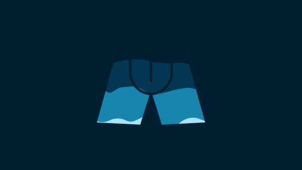 白色男子内裤图标孤立在蓝色背景 男式内裤4K视频运动图形动画 — 图库视频影像