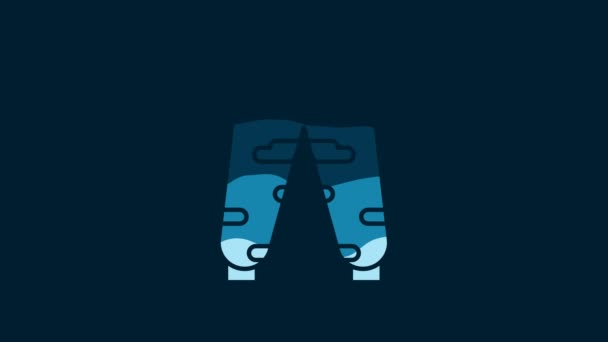 白色迷彩的货物裤子图标孤立在蓝色背景 4K视频运动图形动画 — 图库视频影像