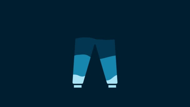 Hvite Sportsbukser Ikon Isolert Blå Bakgrunn Video Motion Grafisk Animasjon – stockvideo