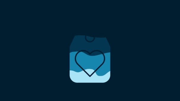 White Heart Tag Icon Isolated Blue Background Love Symbol Valentine — Vídeo de Stock