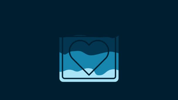 White Calendar Heart Icon Isolated Blue Background Valentines Day Love — Vídeos de Stock