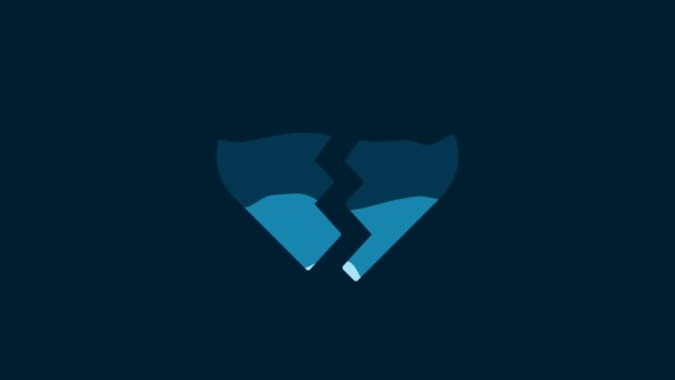 White Broken Heart Divorce Icon Isolated Blue Background Love Symbol — 비디오