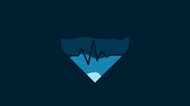White Heart Rate Icon Isolated Blue Background Heartbeat Sign Heart — Stock videók