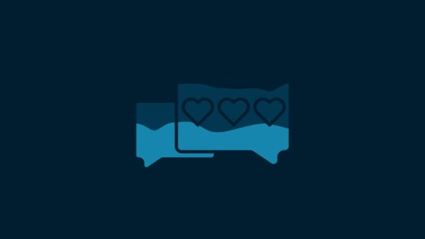 White Heart Icon Isolated Blue Background Counter Notification Icon Follower — Stockvideo