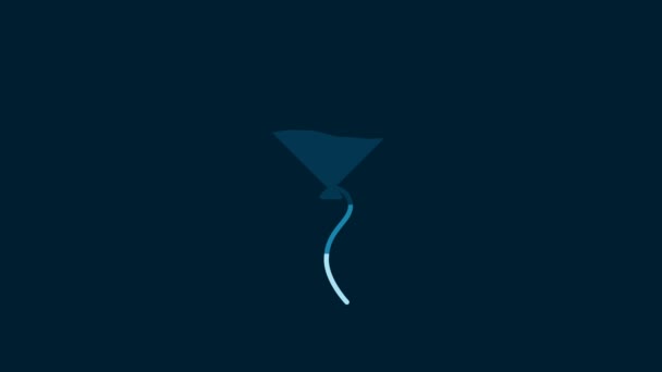 白い風船の形をしたハートで リボンのアイコンが青の背景に孤立しています バレンタインデーのシンボル 4Kビデオモーショングラフィックアニメーション — ストック動画
