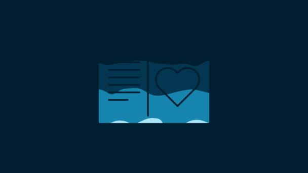 White Valentines Day Flyer Heart Icon Isolated Blue Background Celebration — Stockvideo