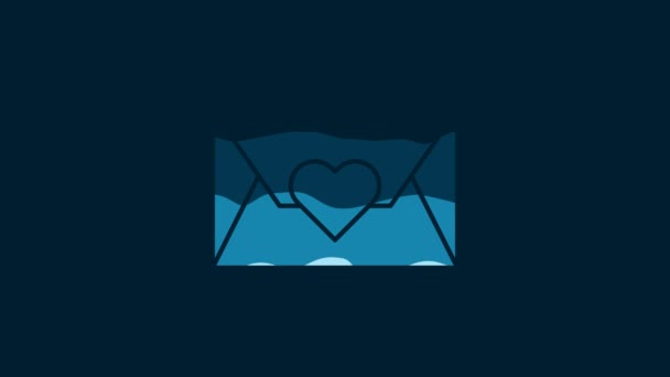 White Envelope Valentine Heart Icon Isolated Blue Background Message Love — Stock videók