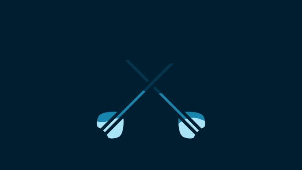 White Medieval Crossed Arrows Icon Isolated Blue Background Medieval Weapon — Wideo stockowe
