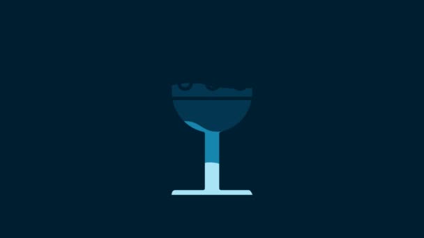 White Medieval Goblet Icon Isolated Blue Background Video Motion Graphic — Wideo stockowe
