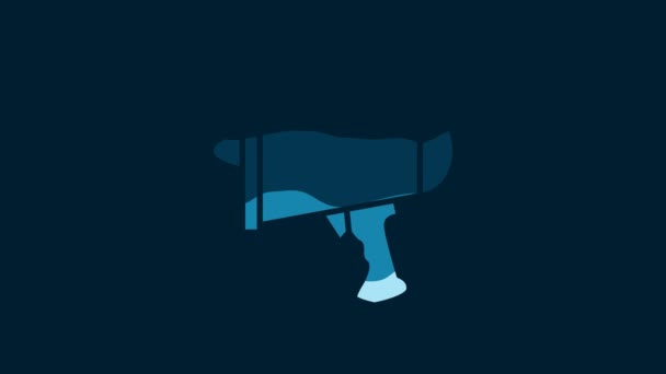 White Spread Word Megaphone Icon Isolated Blue Background Video Motion — Stok video