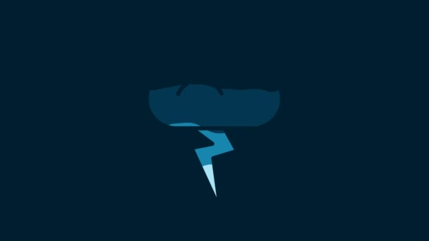 White Storm Icon Isolated Blue Background Cloud Lightning Sign Weather — Video Stock