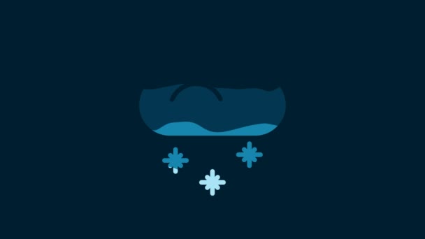 White Cloud Snow Icon Isolated Blue Background Cloud Snowflakes Single — Stockvideo