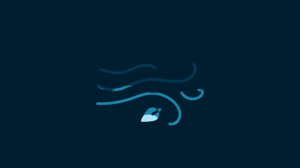 White Wind Icon Isolated Blue Background Windy Weather Video Motion — Stok video