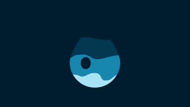 White Water Drop Icon Isolated Blue Background Video Motion Graphic — Vídeos de Stock