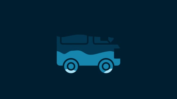 White Delivery Cargo Truck Vehicle Icon Isolated Blue Background Video — Wideo stockowe