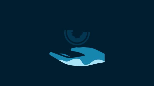 White Hand Holding Coin Money Icon Isolated Blue Background Dollar — Vídeo de stock