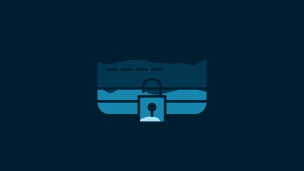 White Credit Card Lock Icon Isolated Blue Background Locked Bank — Stockvideo
