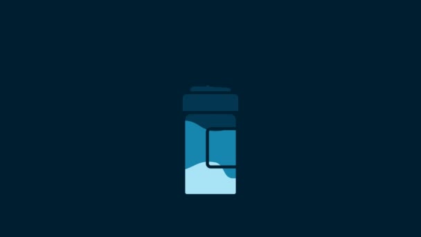 White Beard Mustaches Care Oil Bottle Icon Isolated Blue Background — Wideo stockowe