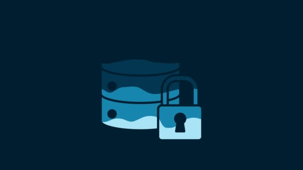 White Server Security Closed Padlock Icon Isolated Blue Background Security — Stok video