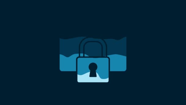 White Secure Your Site Https Ssl Icon Isolated Blue Background — Vídeo de Stock