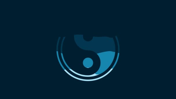 White Yin Yang Symbol Harmony Balance Icon Isolated Blue Background — Video
