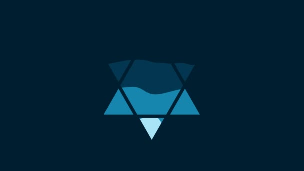 White Star David Icon Isolated Blue Background Jewish Religion Symbol — Vídeos de Stock
