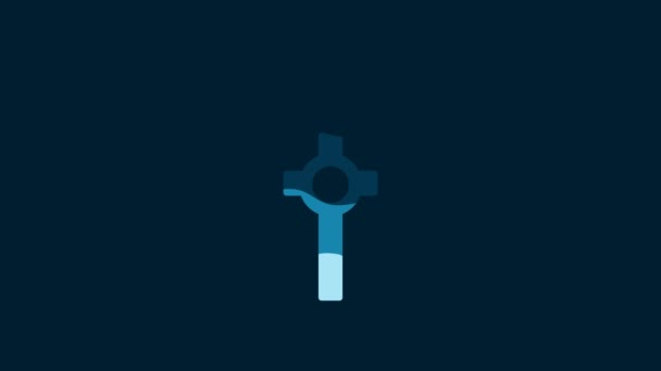White Christian Cross Chain Icon Isolated Blue Background Church Cross — Stockvideo
