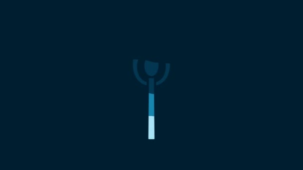 White Burning Match Fire Icon Isolated Blue Background Match Fire — Wideo stockowe