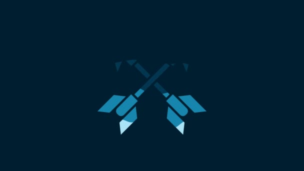 White Crossed Arrows Icon Isolated Blue Background Video Motion Graphic — Vídeos de Stock