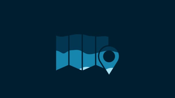 White Location Forest Map Icon Isolated Blue Background Video Motion — Vídeos de Stock