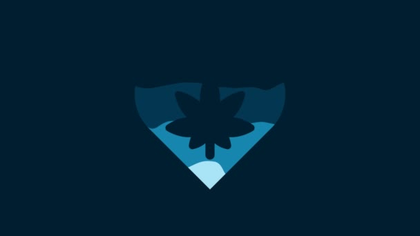 White Marijuana Leaf Heart Shape Icon Isolated Blue Background Hemp — 비디오